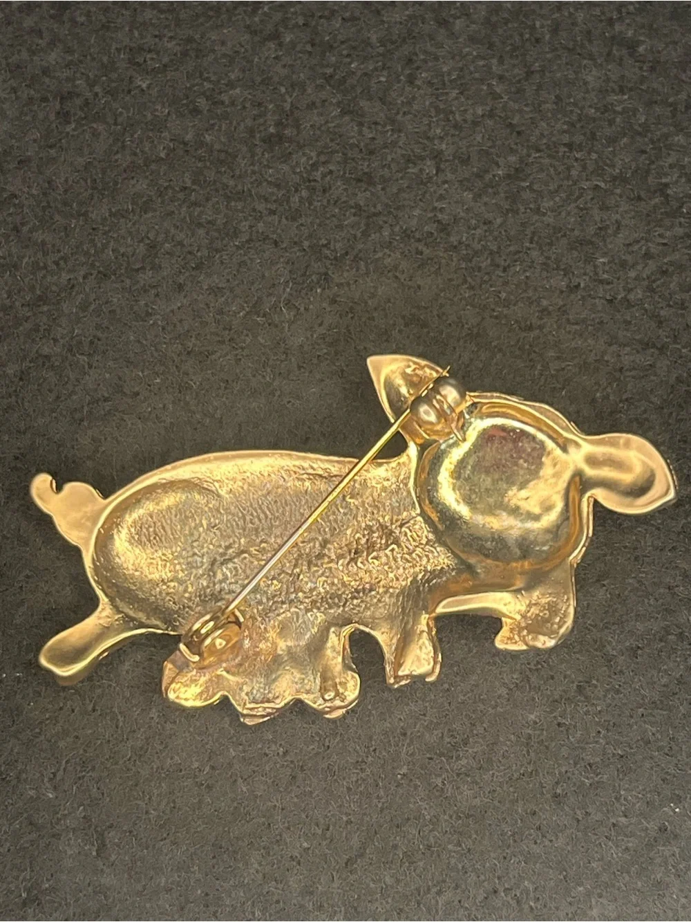 Gold Pig Brooch Pin - Vintage Animal Jewelry